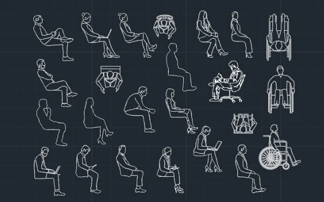 BLOQUES DE AUTOCAD DE PERSONAS SENTADAS - Imagen destacada