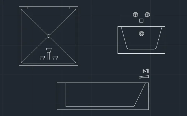 Imagen de bloques de bañeras y ducha para AutoCAD