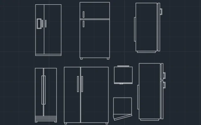 Imagen de bloques de heladeras para diseñar en AutoCAD